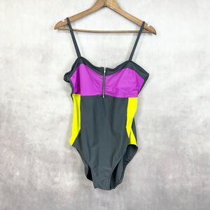 Athletech‎ One Piece Swimsuit Womens 16 Colorblock Full Coverage Sporty Beachy